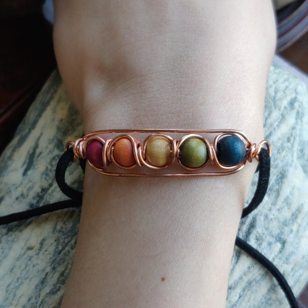 SOLD: Wood beaded chakra bracelet